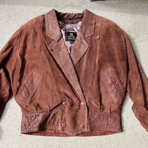 Vtg Byrnes baker women’s brown leather suede jacket thinsulate size small